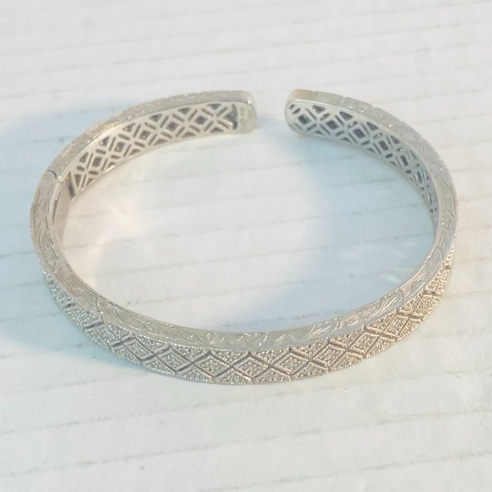 Beautiful Vintage Sterling Silver Geometric Cuff – Marked ISP 925 China